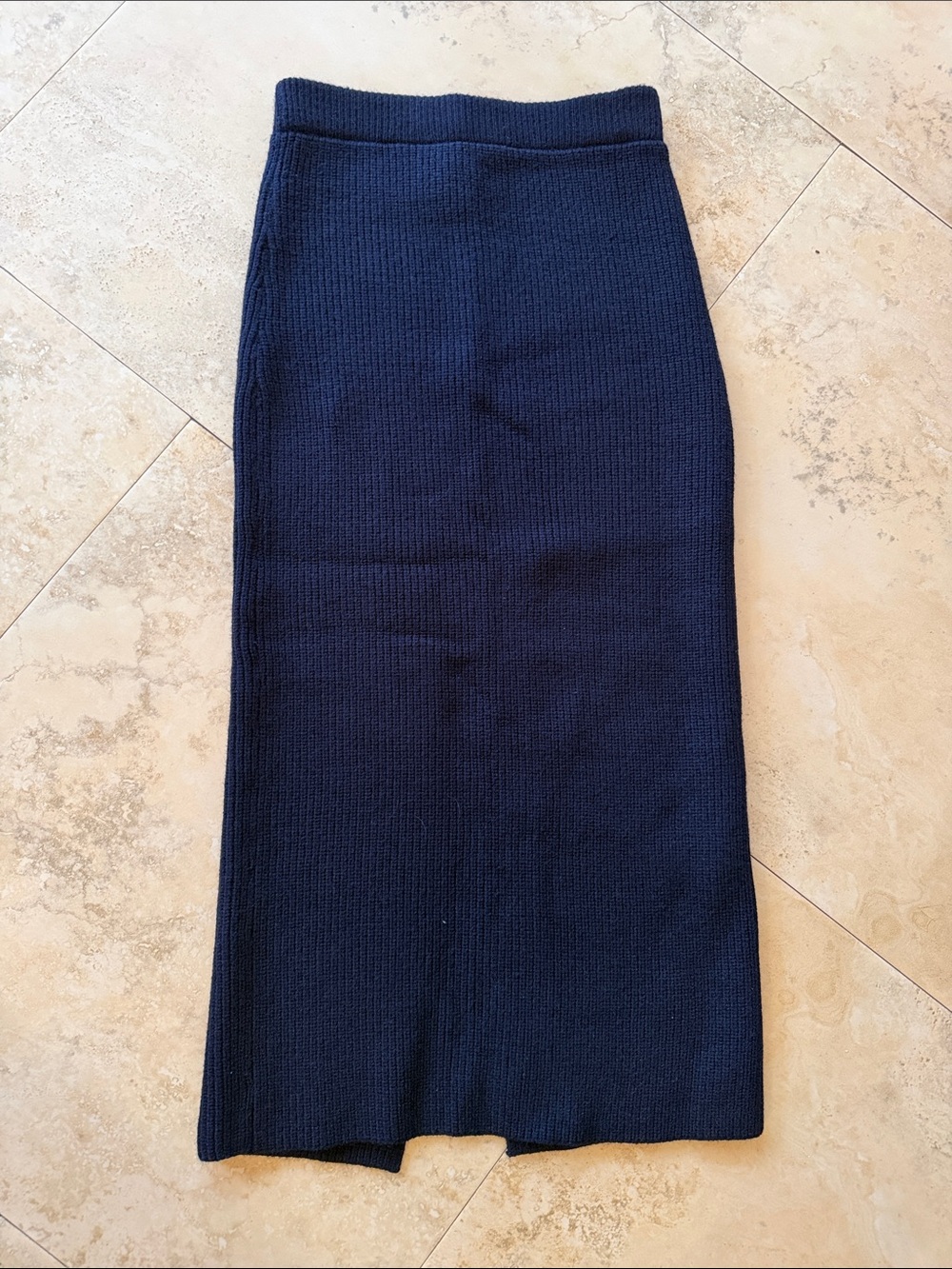 Lulu's Navy Ribbed Maxi Skirt